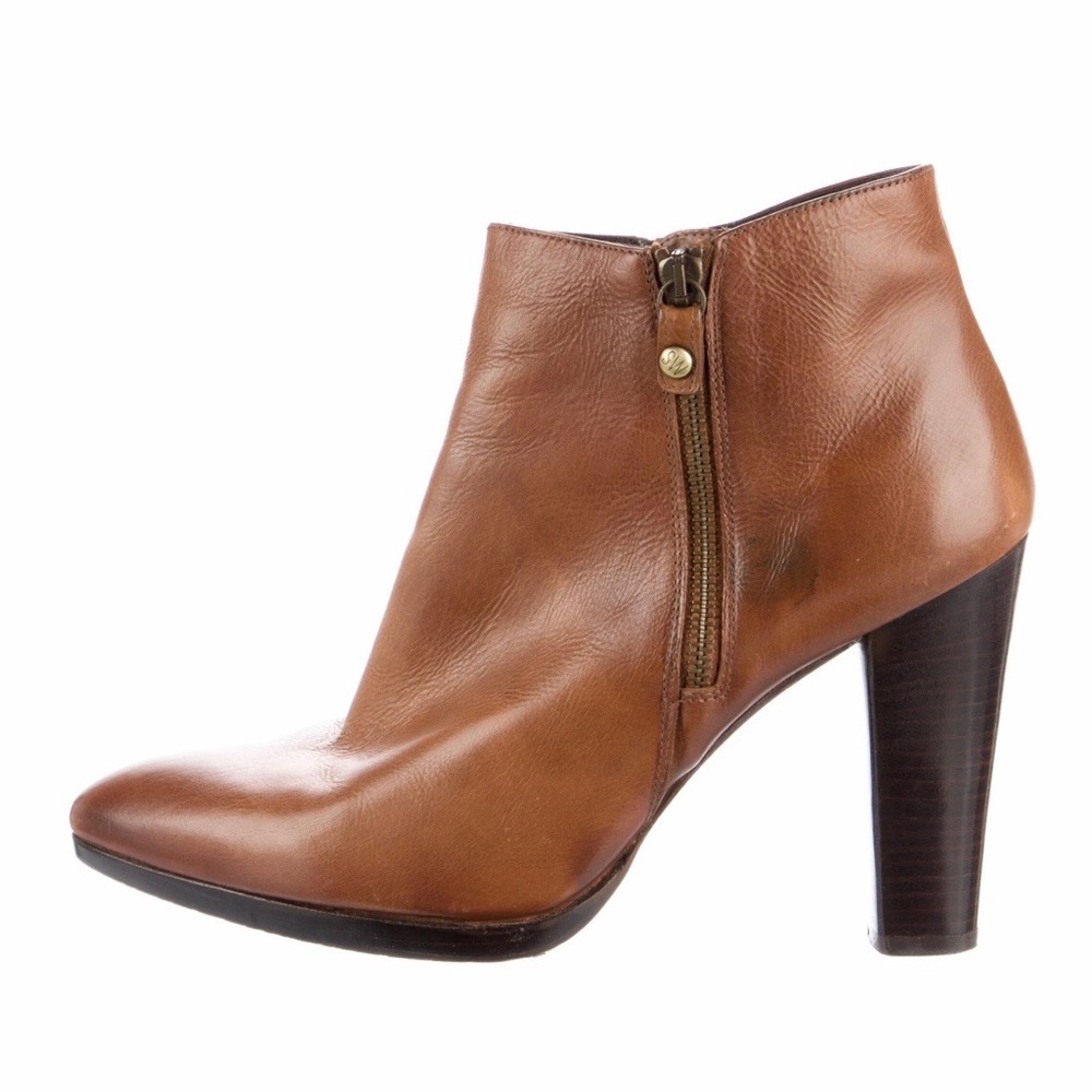 Stuart Weitzman brown side zip heeled ankle boots